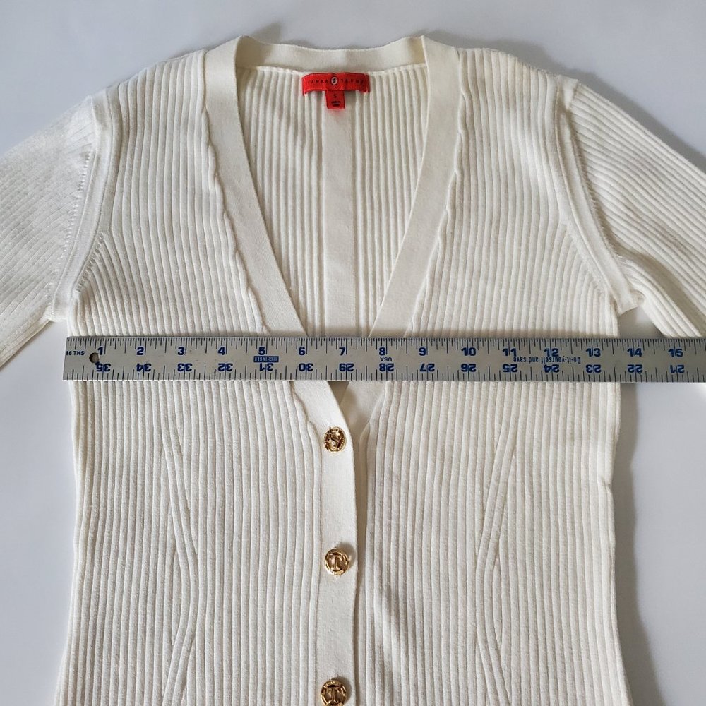 Spring Sweater - Ivanka Trump Women White Knit Slim Fit Cardigan Size Small - Picture 8 of 9